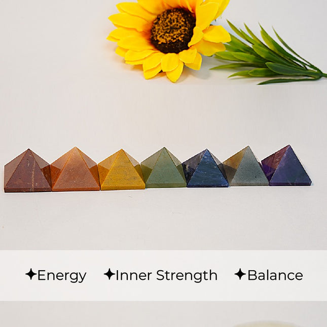 7 Chakra Pyramid Set – Energy Healing Crystal Pyramids for Balancing & Meditation