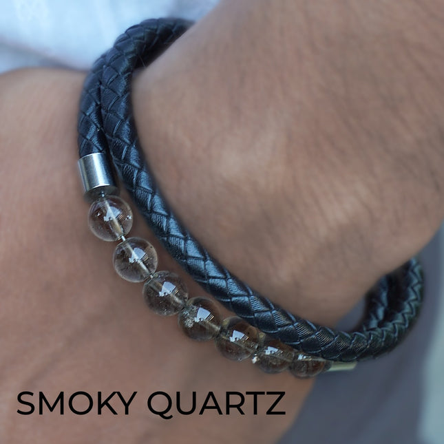 Smoky Quartz Leather Bracelet – Grounding, Protective & Empowering Jewelry