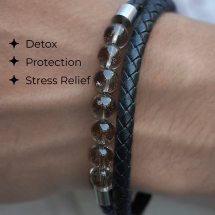 Smoky Quartz Leather Bracelet – Grounding, Protective & Empowering Jewelry