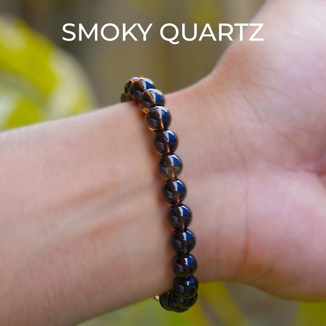 Smoky Quartz Beads Bracelet – Grounding, Protection & Emotional Detox 🌫
