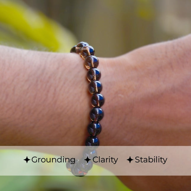 Smoky Quartz Beads Bracelet – Grounding, Protection & Emotional Detox 🌫