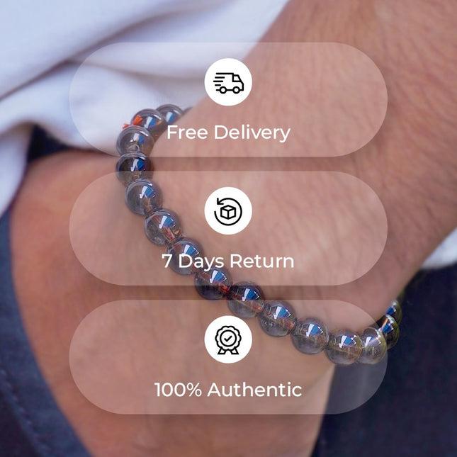 Smoky Quartz Beads Bracelet – Grounding, Protection & Emotional Detox 🌫
