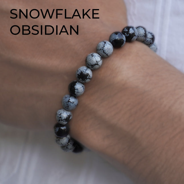 Snowflake Obsidian 8mm Bracelet – Grounding & Inner Balance