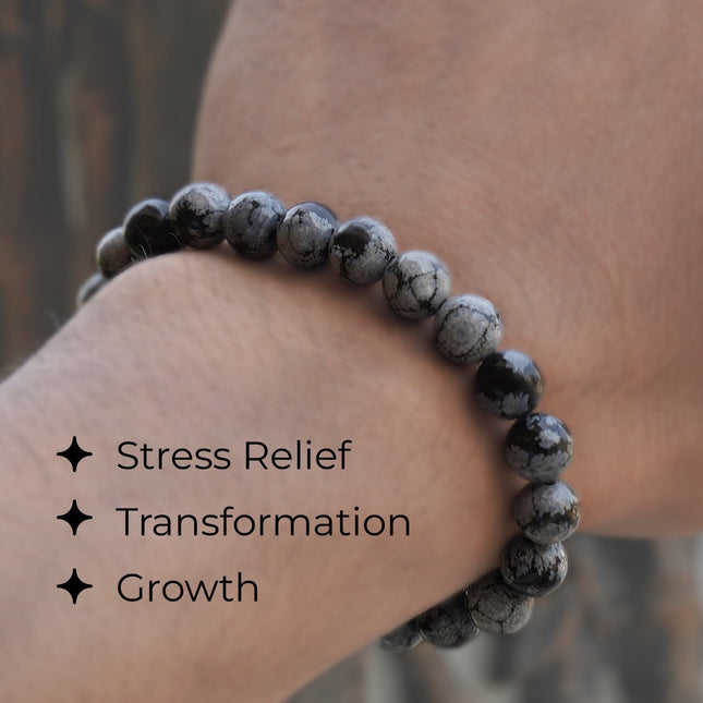 Snowflake Obsidian 8mm Bracelet – Grounding & Inner Balance