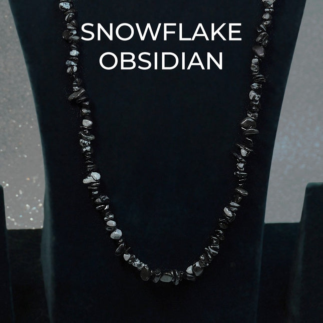 Snowflake Obsidian Chips Mala