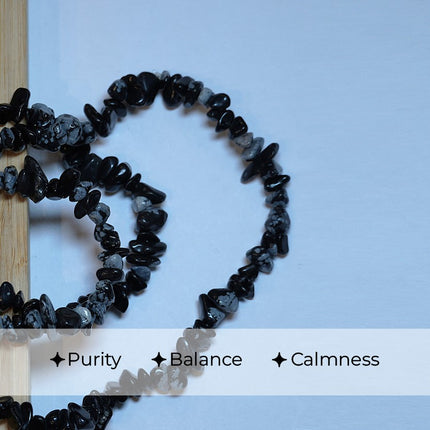Snowflake Obsidian Chips Mala