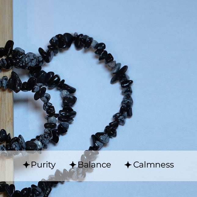 Snowflake Obsidian Chips Mala