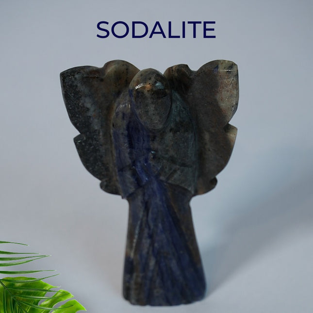 Sodalite Angel – Hand-Carved Crystal Guardian of Insight, Truth, Inner Harmony, Clarity, Calm & Authentic Communication