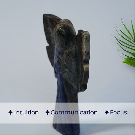 Sodalite Angel – Hand-Carved Crystal Guardian of Insight, Truth, Inner Harmony, Clarity, Calm & Authentic Communication