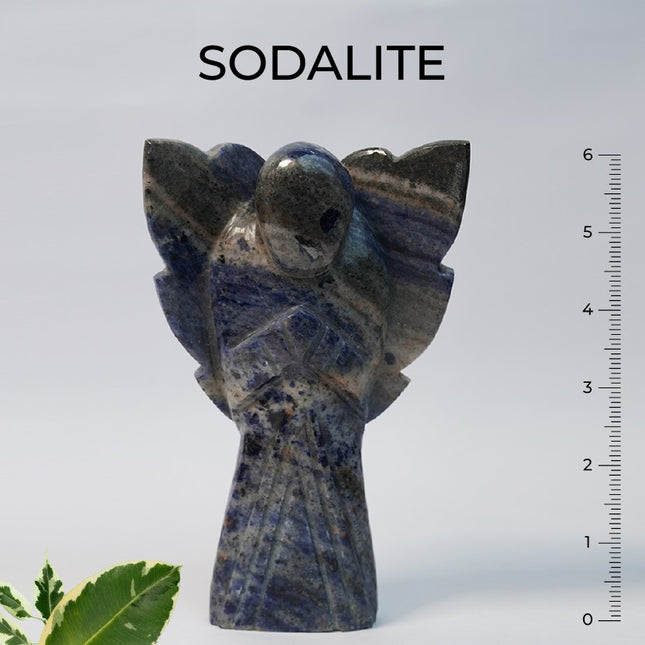 Sodalite 6 inch Angel – Hand-Carved Crystal Guardian of Insight, Truth, Inner Harmony, Clarity, Calm & Authentic Communication