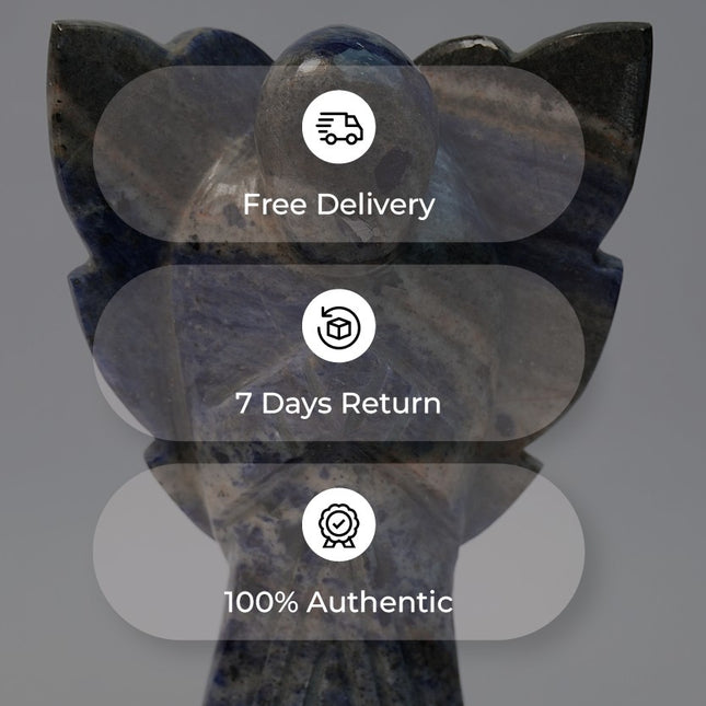 Sodalite 6 inch Angel – Hand-Carved Crystal Guardian of Insight, Truth, Inner Harmony, Clarity, Calm & Authentic Communication