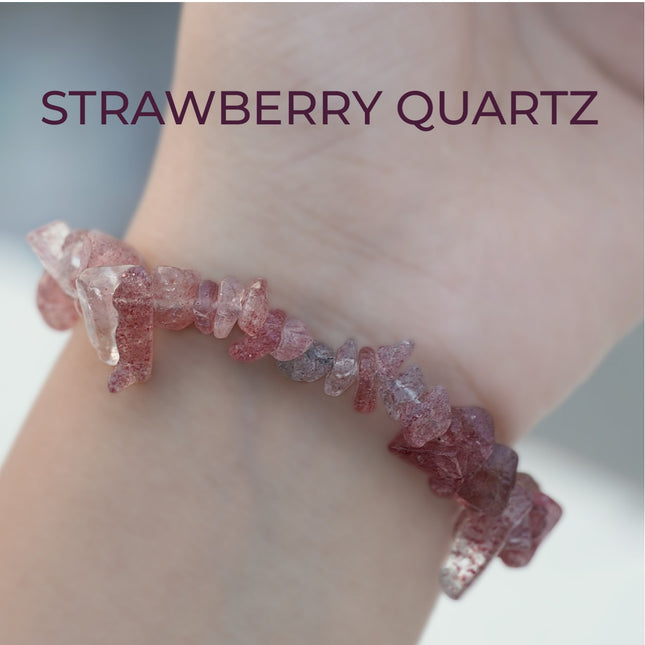Strawberry Quartz Chips Bracelet – Love, Joy & Heart-Centered Energy