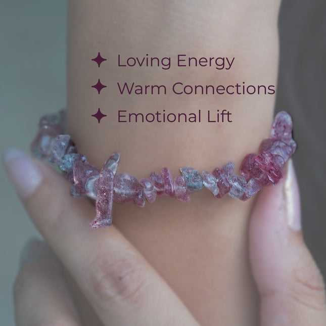Strawberry Quartz Chips Bracelet – Love, Joy & Heart-Centered Energy