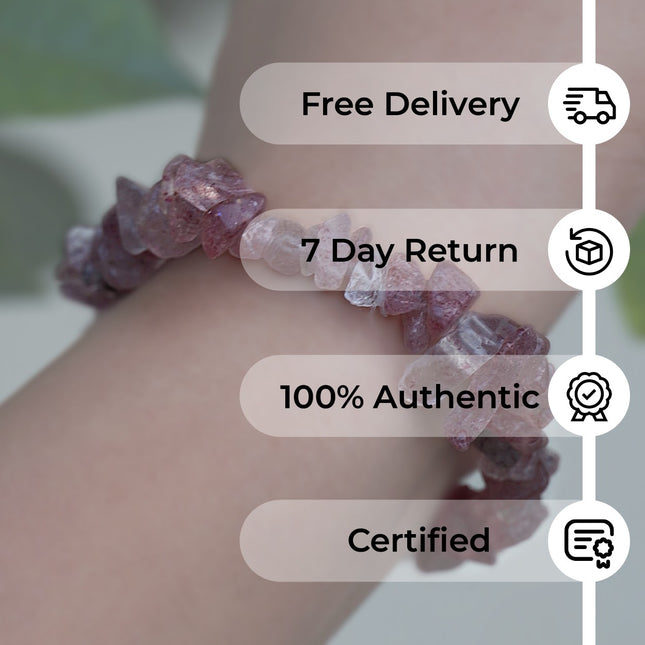 Strawberry Quartz Chips Bracelet – Love, Joy & Heart-Centered Energy