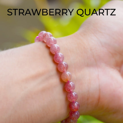 Strawberry Quartz Round Beads Bracelet