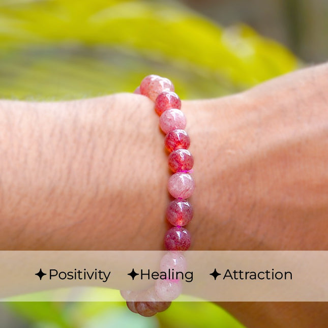 Strawberry Quartz Round Beads Bracelet