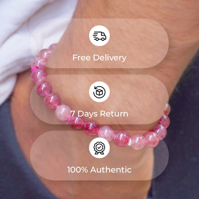 Strawberry Quartz Round Beads Bracelet