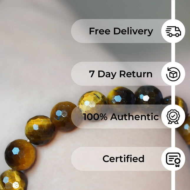 Tiger Eye Diamond Cut Bracelet – Confidence, Clarity & Protection