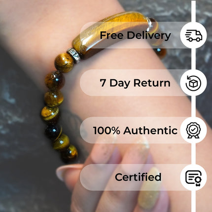 Tiger Eye Designer Charm Bracelet – Courage, Confidence & Protection