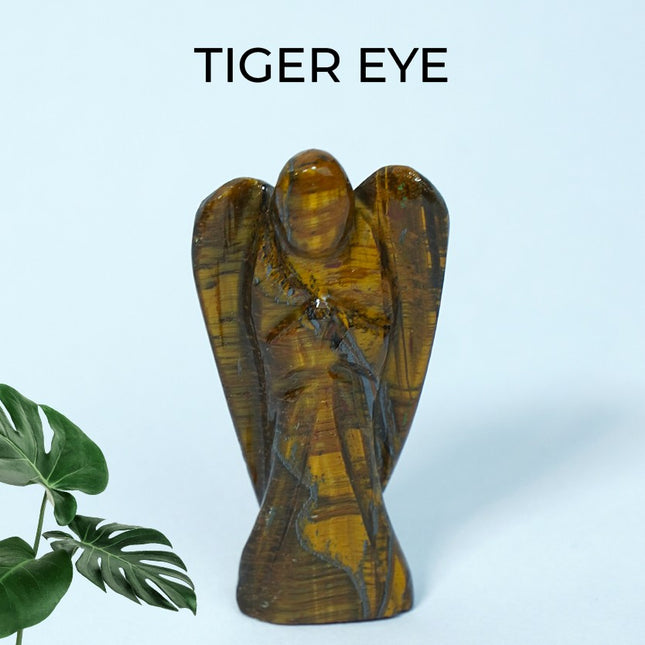Tiger Eye 2 inch Angel – Hand-Carved Crystal Guardian of Courage, Confidence, Protection, Focus, Grounded Strength and Clarity
