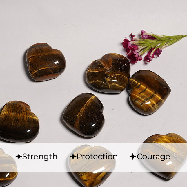 Tiger Eye Puffy Heart Stone