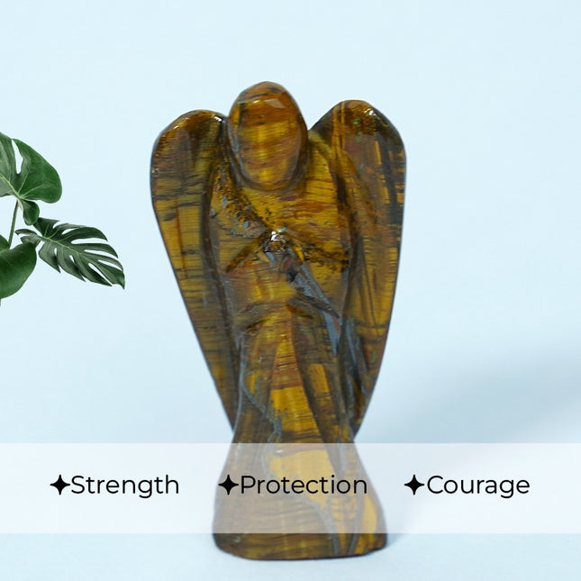 Tiger Eye 2 inch Angel – Hand-Carved Crystal Guardian of Courage, Confidence, Protection, Focus, Grounded Strength and Clarity