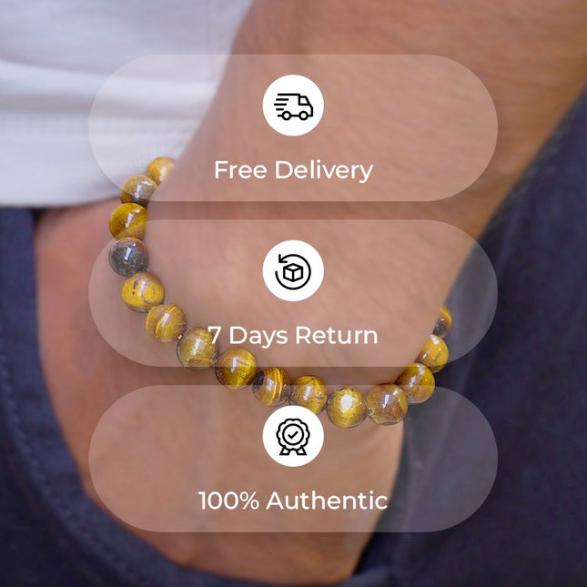 🐯 Tiger Eye Beads Bracelet – Courage, Focus & Prosperity 🐯