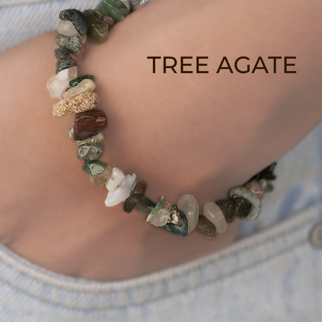 Tree Agate Chips Bracelet – Nature’s Calm, Inner Strength & Grounding Energy