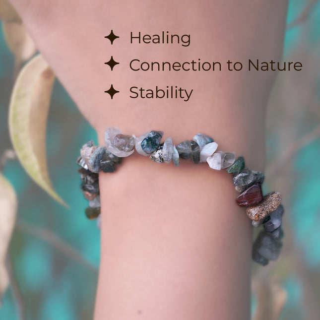 Tree Agate Chips Bracelet – Nature’s Calm, Inner Strength & Grounding Energy