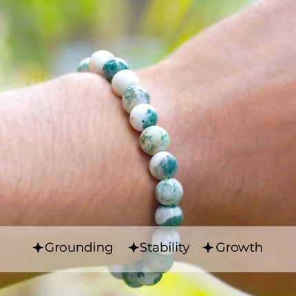 Tree Agate Round Beads Bracelet