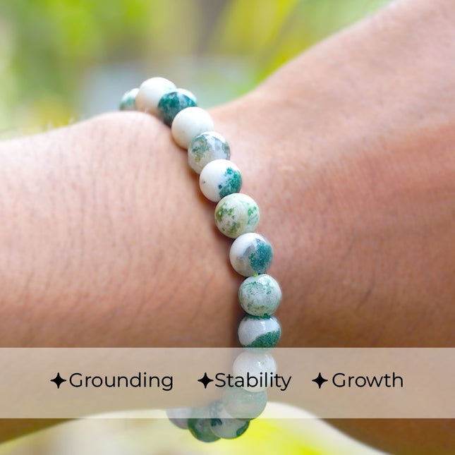 Tree Agate Round Beads Bracelet