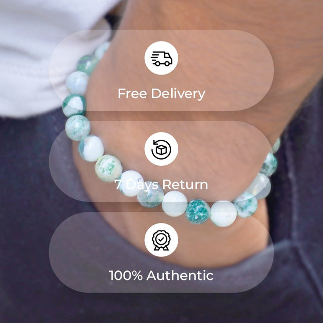 Tree Agate Round Beads Bracelet