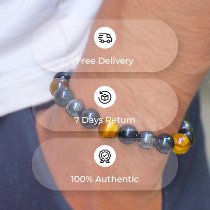 🛍️ Triple Protection Beads Bracelet — Empower Your Aura with Strength, Clarity & Grounding