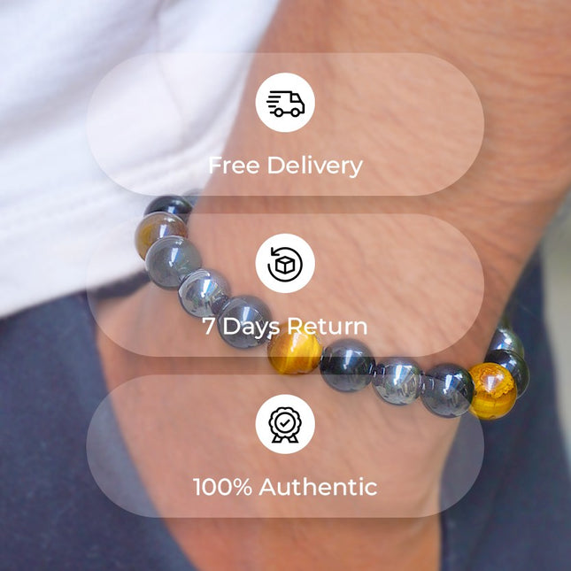 🛍️ Triple Protection Beads Bracelet — Empower Your Aura with Strength, Clarity & Grounding