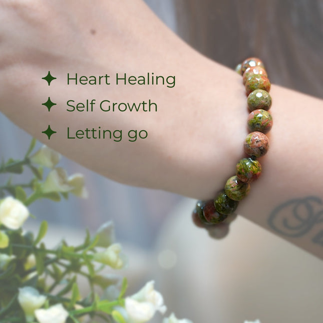 Unakite Diamond Cut Bracelet – Balance. Healing. Growth.