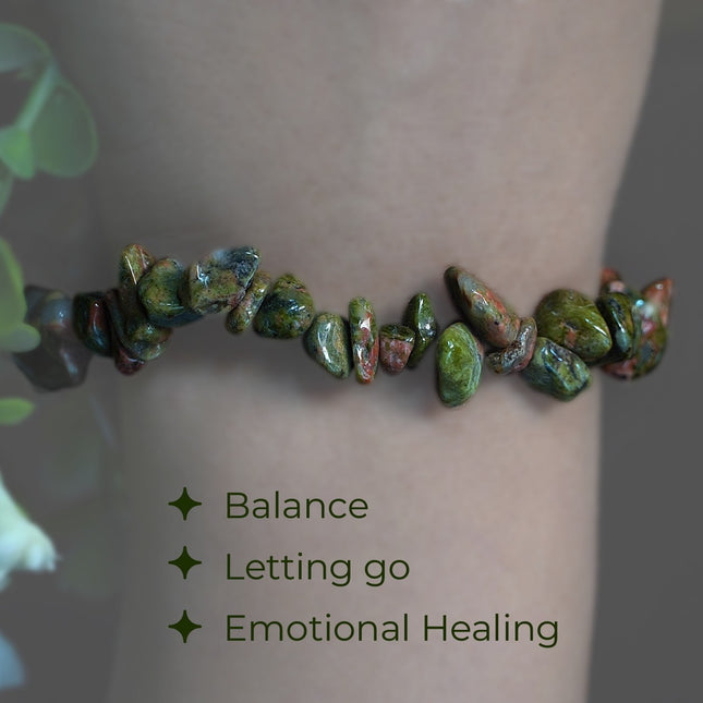 Unakite Chips Bracelet – Emotional Healing, Balance & Inner Renewal