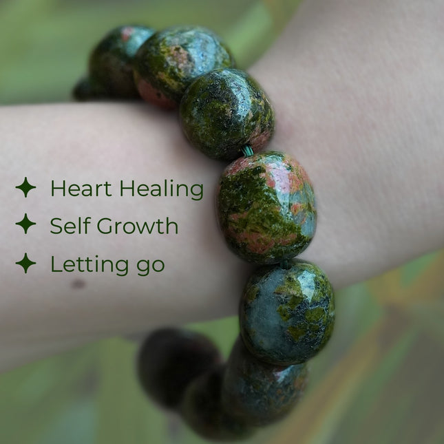 Unakite Tumble Bracelet – Embrace Emotional Balance & Heart-Centered Healing