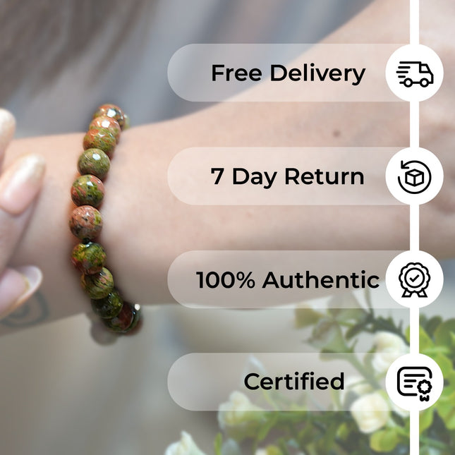 Unakite Diamond Cut Bracelet – Balance. Healing. Growth.