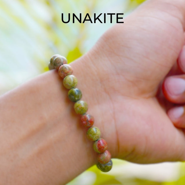 🌿 Unakite Beads Bracelet – Emotional Balance, Grounding & Heart Healing