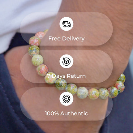 🌿 Unakite Beads Bracelet – Emotional Balance, Grounding & Heart Healing