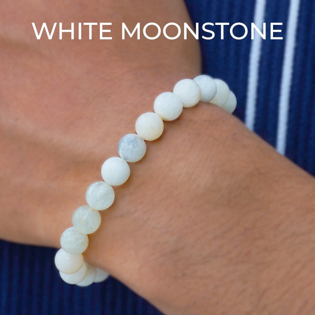 🌙 White Moonstone Beads Bracelet – Intuition, Feminine Energy & Emotional Balance