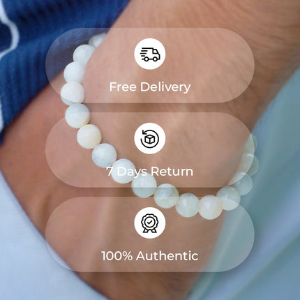 🌙 White Moonstone Beads Bracelet – Intuition, Feminine Energy & Emotional Balance