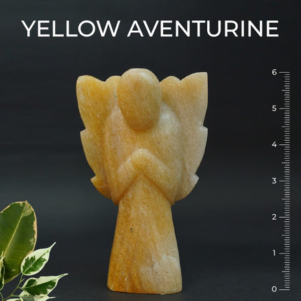 Yellow Aventurine 6 inch Angel – Hand-Carved Guardian of Optimism, Joy, Confidence & Inner Empowerment