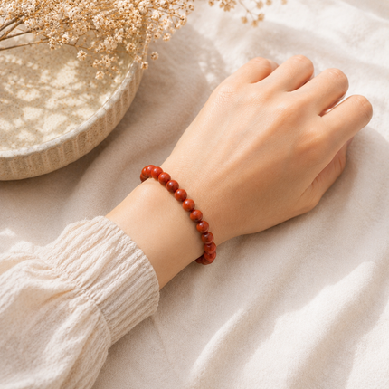 Red Jasper Round Beads Bracelet